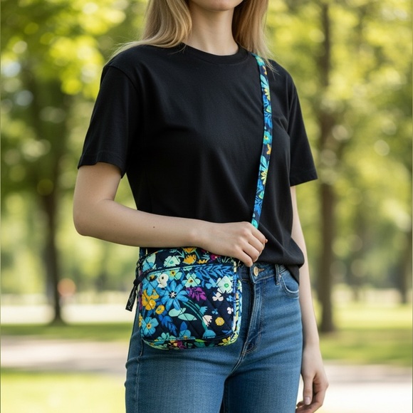 Vera Bradley Handbags - Vera Bradley Blue and Purple Floral Y2K Crossbody Bag new without tags